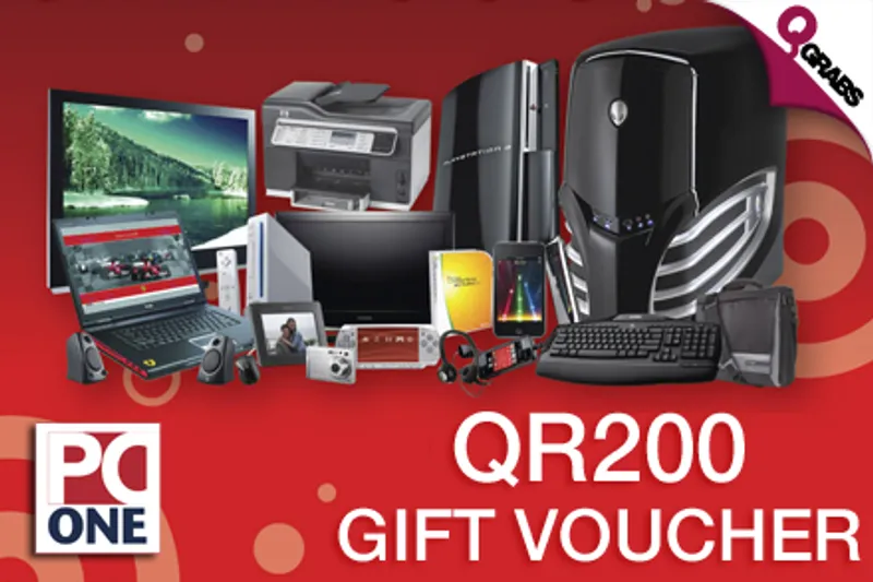 For QR100 get a Gift Voucher worth QR200 to spend on ANY product or service at PCOne